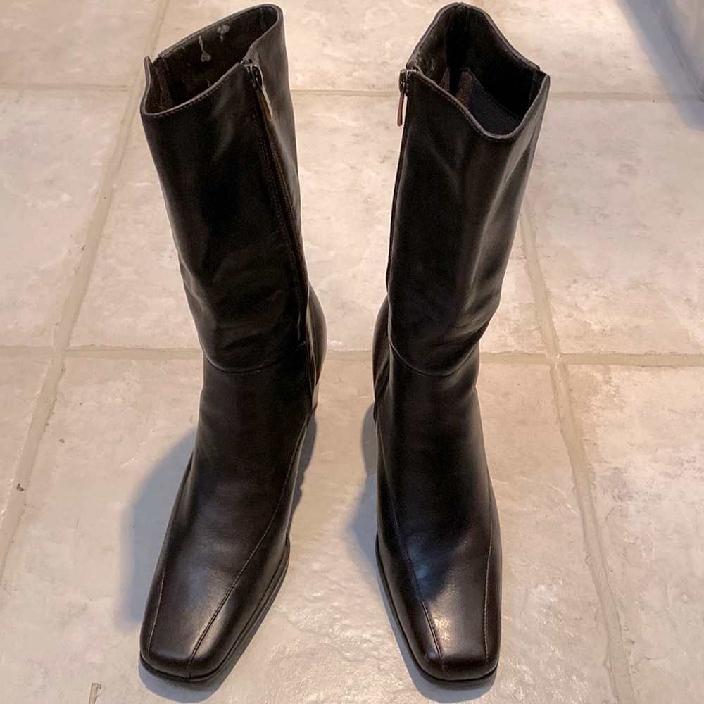 Leather mid-calf boots